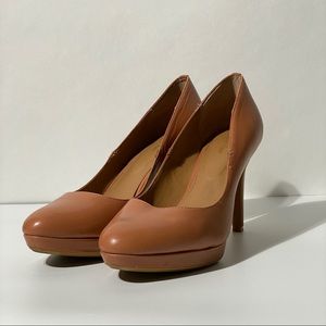 Calvin Klein - Tan Round Toe Platform Heels - 8.5